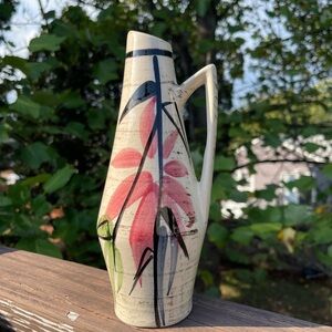 Floral Ceramic Vase with Handle